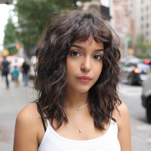 Curly hairstyle bangs