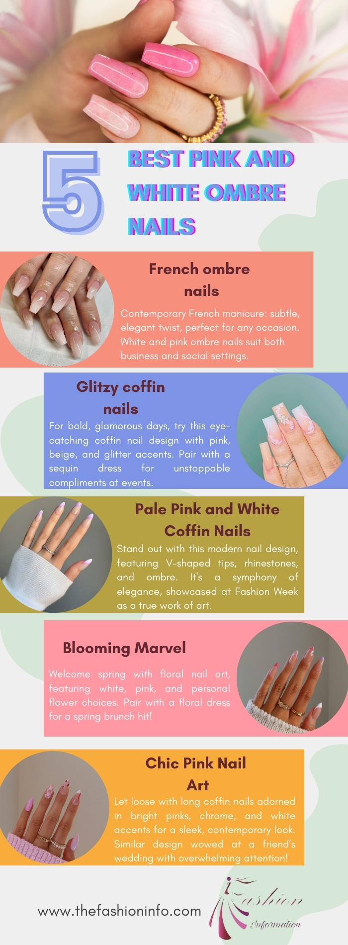 5 Best pink and white ombre nails