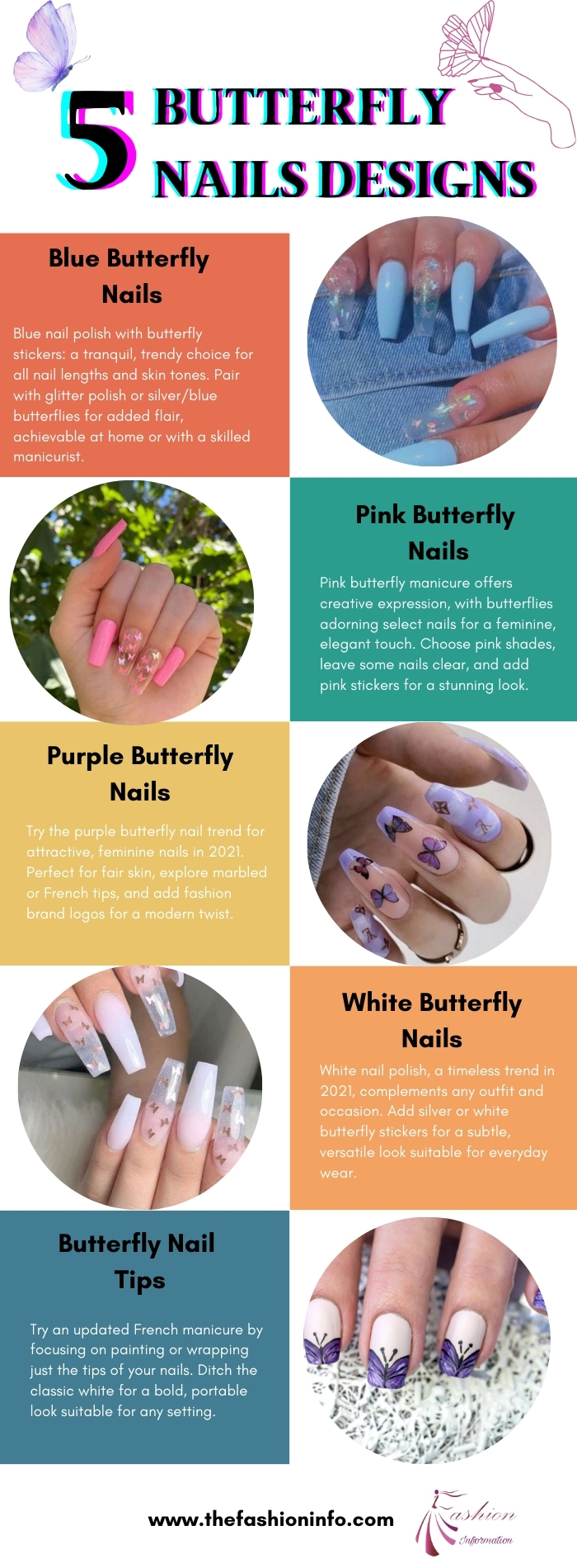 5 Butterfly nails designs