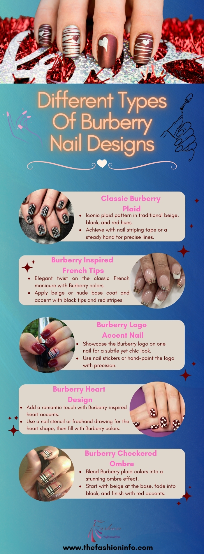 Different Types Of Burberry Nail Designs