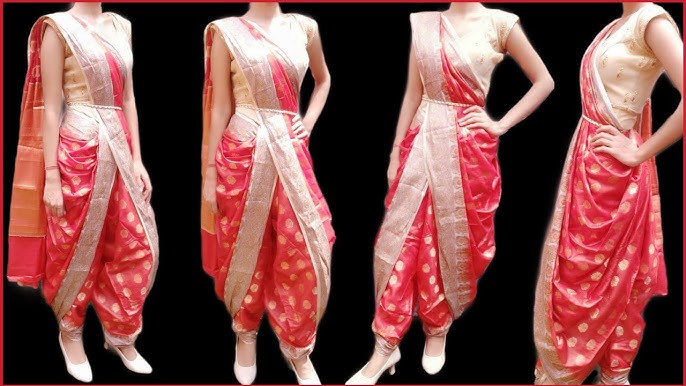 Dhoti drape long dress from a saree draping